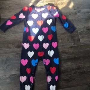 Sweater-knit heart romper